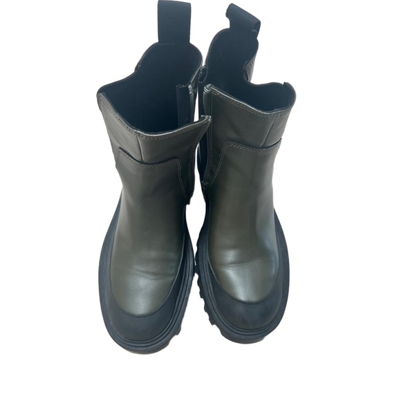 Zara Womens Ankle Boots Size EU 38 US 7.5 Dark Green Stretch Chunky - Picture 2 of 10